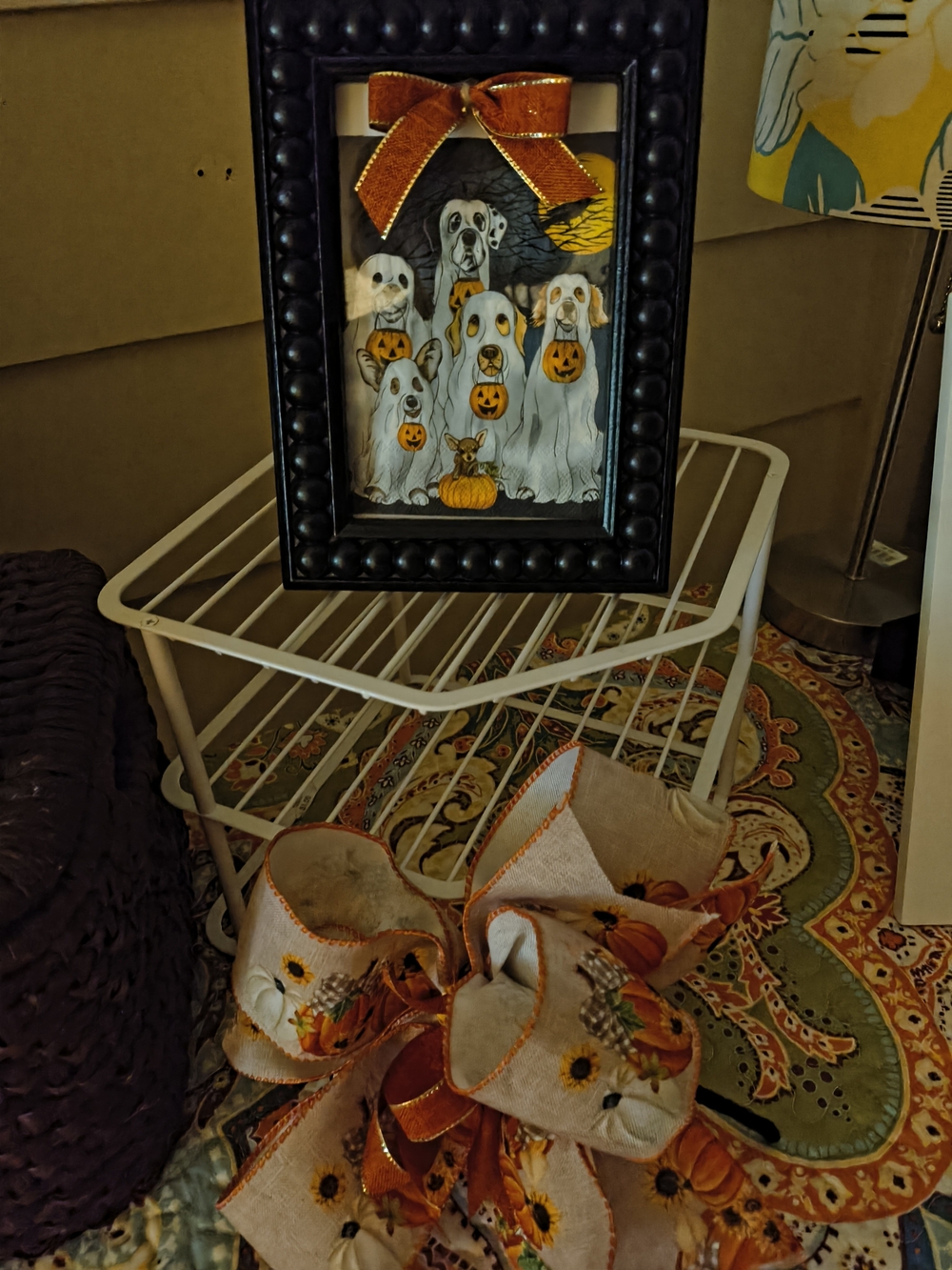 Decorative Halloween Dog Portrait Wall Art in Black Frame